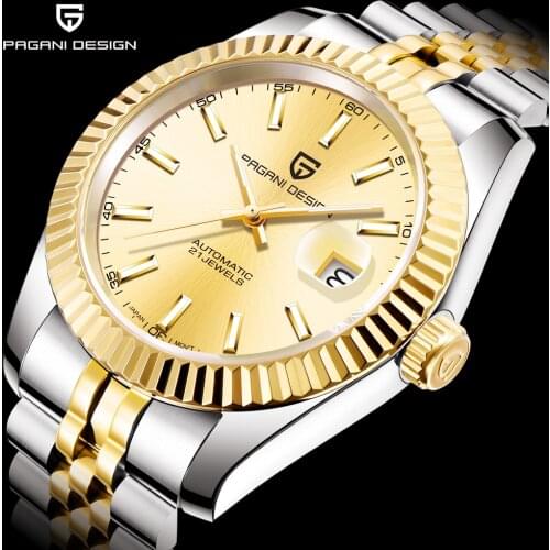 PAGANI DESIGN Brand Mens Watches Automatic Mechanical Watch Men 100M Waterproof Luxury Stainless Steel Wristwatch Business Clock