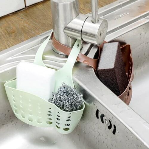 Storage Sink Kitchen Shelf Soap Sponge Drain Rack Silicone Storage Basket Bag Faucet Holder Adjustable Holder Sink Accessories