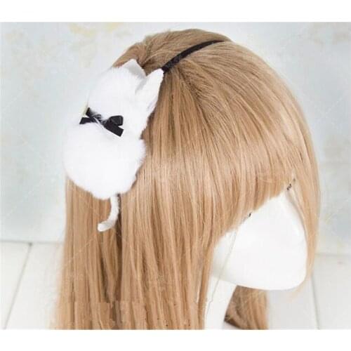 Handmade Sweet Lolita Plush fur cat Hair Band Hair Accessories Kawaii Girl Cosplay KC Headband Hair hoop B1448