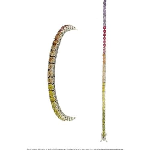 Colorful Zircon Stone Watercourse Lady Slim Bangle 925 Sterling