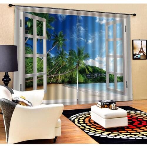 Luxury Blackout 3D Window Curtains For Living Room Bedroom window curtains beach curtain