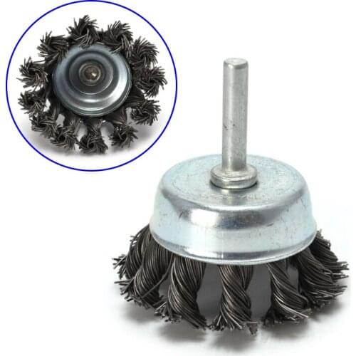 2'' Metal Wire Wheel Cup Brush Crimped With 1/4" Shank Remove Rust Scale Paint Wire Brush For Die Grinder Drill
