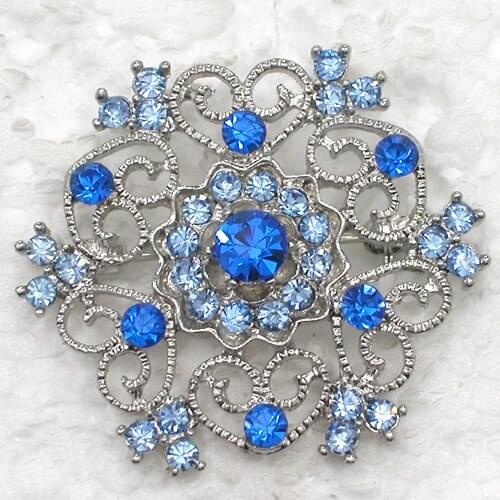Blue Rhinestone Flower Pin brooches C455 B