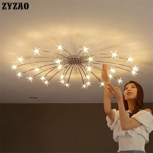Postmodern Designer Led Ceiling Lamp Sky Crystal Stars Ceiling Lights Living Room Dining Room Bedroom Lamp Home Decor Fixtures