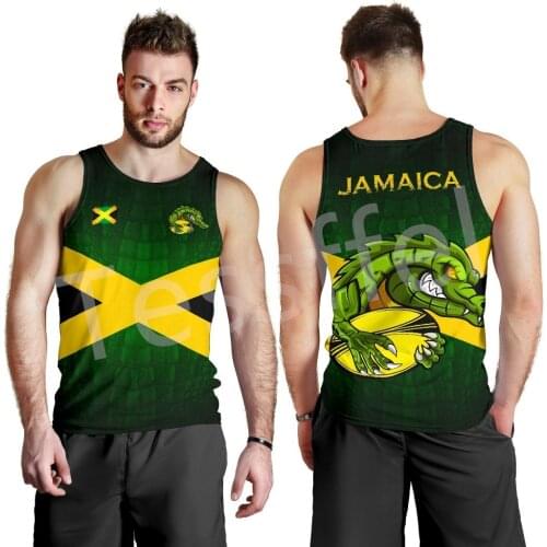 Tessffel NewFashion Country Flag Jamaica Lion Emblem Retro 3DPrint Men/Women Summer Harajuku Vest Casual Sleeveless TankTop No.5