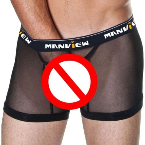 Underwear Male Mens Underwear Boxers Men Sexy Underwear Letter Printed Boxer mesh Shorts Bulge Pouch gay Underpants Breathable