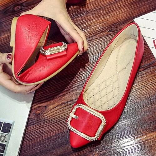 Flat Shoes Metal flat Shoes Comfortable Ladies Casual Plus Size Ladies Shoes Ladies Flat Pointed Toe