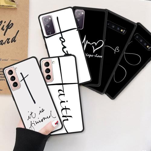 Ultrathin Soft Case For Samsung Galaxy S20 FE S21 Ultra S10 Lite Black Shell S9 S8 Plus Smartphone Cover Faith Christian Jesus