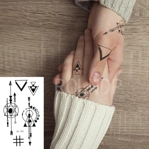 Waterproof Temporary Tattoo Sticker Arrow Planet Triangle Geometric Shape Elements Flash Tatoo Fake Tatto Art for Women Men