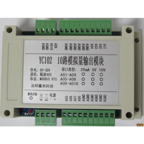 10 way analog output 5V/10V/20mA Modbus RTU Isolated RS485 interface output