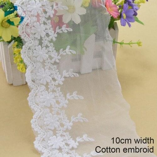 10yards 10cm wide Cotton embroid lace sewing ribbon guipure trim wedding lace DIY Garment Accessories french doll lace#3952