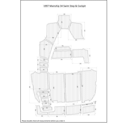 1997 Mainship 34 Swim Step & Cockpit Pad Boat EVA Teak Decking 1/4" 6mm