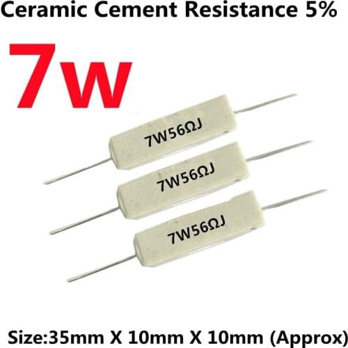 7W Ceramic Cement Resistance 5% 0.05R 0.1 0.22 0.33 0.47 0.5 2.2 2.7 3.3 4 5.1 5.6 8 10 15 20 30 47 56 68 100 120 300 470 Ohm