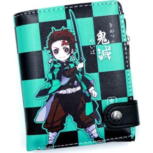 Anime Demon Slayer Kimetsu No Yaiba Soft Button Wallet Kamado Tanjirou Zipper Coin Card Purse