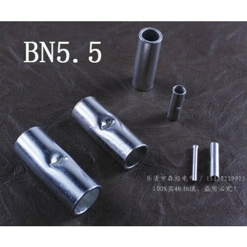 BN5.5 AWG 12-10 Non-insulated butt connector terminal naked middle end of brass wire connecting pipe 100pcs