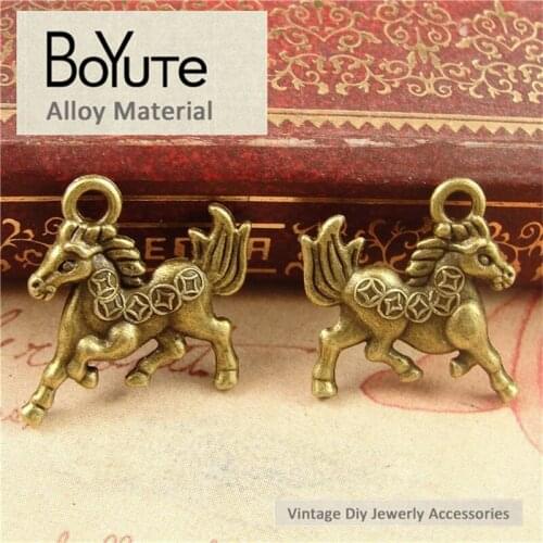 BoYuTe (100 Pieces/Lot) 17*18MM Antique Bronze Plated Metal Horse Steed Charms Pendants for Jewelry Making Diy Handmade Craft
