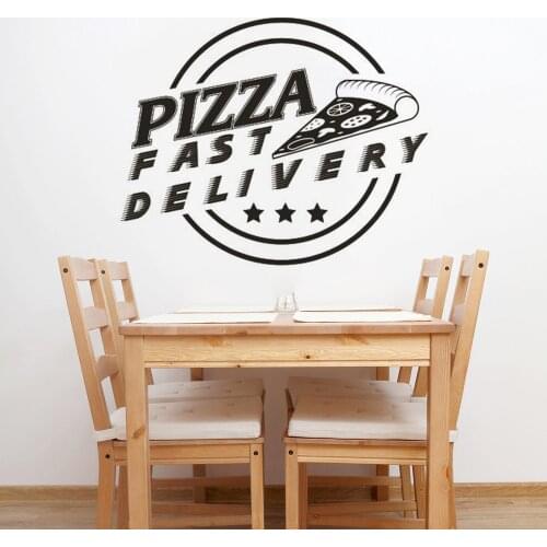 Fast Delivery Pizza Wall Sticker Pizza Food Window Poster Restaurant Decoration Removable Vinyl Pizzeria Decals Art AZ232