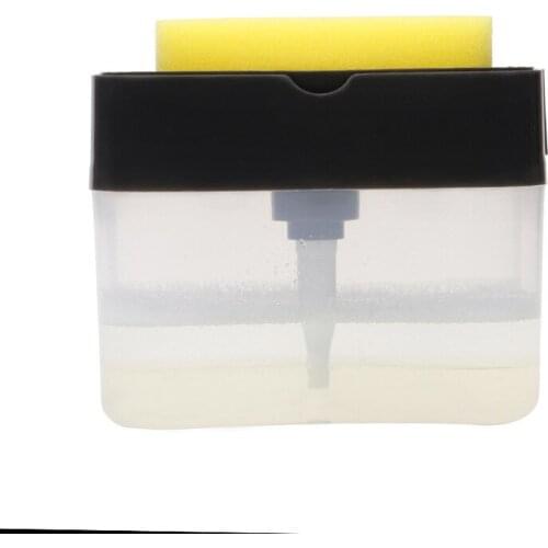 Soap Dispenser for Kitchen Sponge Holder Cleaning Liquid Dispenser Container Manual Press Soap Organizer Kitchen Cleaner Tool