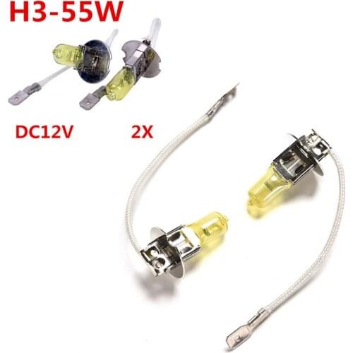 2pcs/lot H3 12V 55W Light Bulbs Halogen Xenon Golden Yellow Fog Factory Price Car Styling Parking