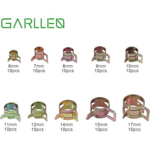 GARLLEN 100 pcs 6-17mm Spring Clamp Hose Fuel Hose Air Pipe Clamp Fasteners for Air hose Water Pipes Fuel Pipe Rubber Hose