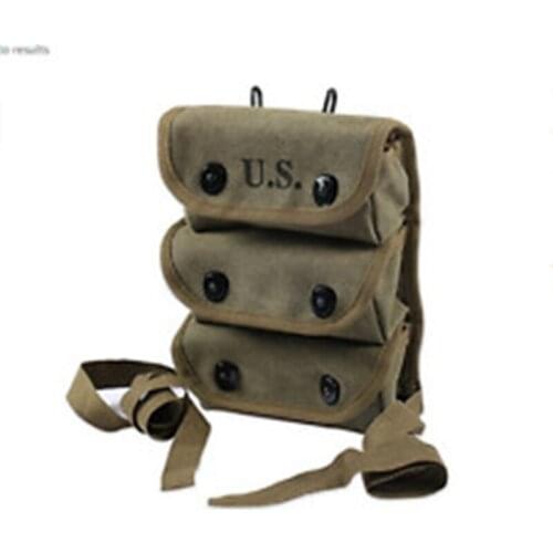 WWII WW2 US USMC ARMY AMMO THREE POCKET CANVAS AMMO POUCH TOOL KIT