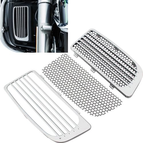 Motorcycle Chrome Radiator Grills Lower Fairing Twin Cooled For Harley Road Street Glide Ultra FLHTK FLHTKL FLTRU FLTRK 14-20