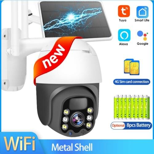 Tuya IP Camera WIFI Outdoor 4G Solar Camera Surveillance CCTV Camera PTZ Battery Security Solar Power 4G Sim Card Video Dome Cam