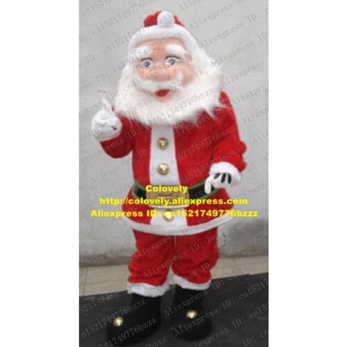 Cool Red Santa Claus Mascot Costume Mascotte Kriss Kringle Father Christmas With Red Clothes Big Black Boots No.1818 Free Ship