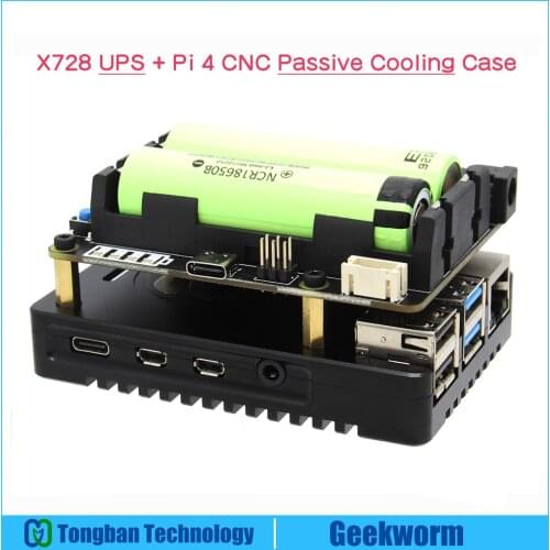 Raspberry Pi 4 UPS HAT with Passive Cooling Case Kit, X728 Power Mangement Board with Auto Power On & Safe Shutdown