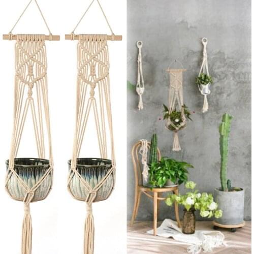 Handmade Rope Macrame Plant Hanger Holder Flower /Pot Hanging Rope Braided Craft For Indoor Wall Decoration Countyard Garden