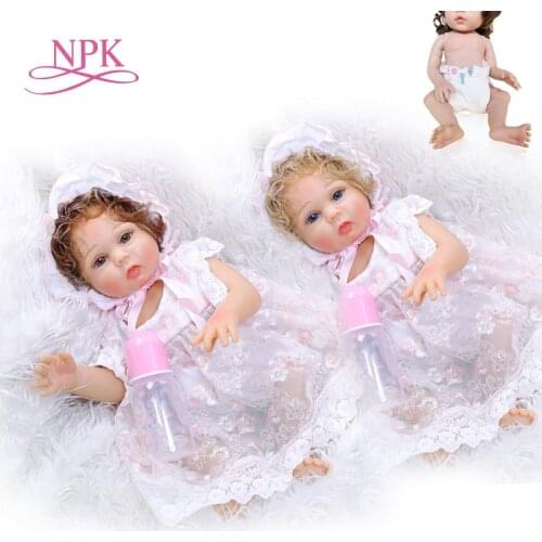 NPK 47CM original bebe doll reborn baby girl sweet face hand rooted curly hair real soft touch full body soft silicone doll wa
