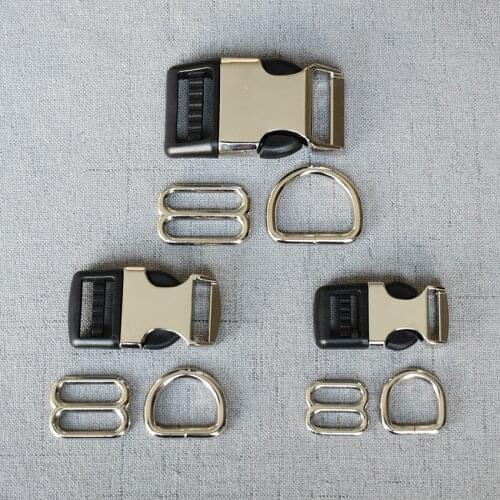 100 Sets 15mm 20mm 25mm Metal Plastic Release D Ring Breakaway Buckle Tri-Glide Clasp For Dog Collar Sewing DIY Accessories