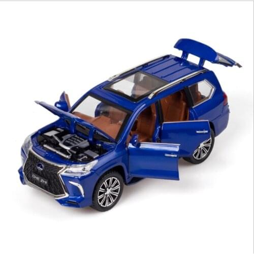 1:24 Simulation Lexus LX570 Childrens Toy Alloy Car Model Decoration Boys Birthday Christmas New Year Gift Blue Car