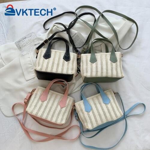 Fashion Women Woven Stripes Contrast Color Crossbody Shoulder Messenger Bag Casual Ladies Summer Mini Handbags Purse