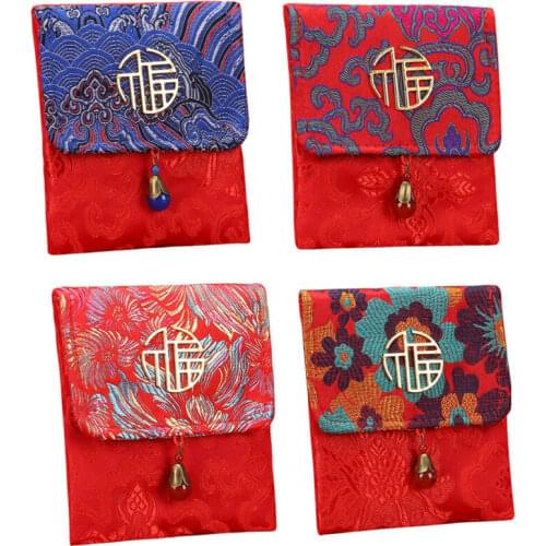 Fashion Brocade Cloth Art Chinese New Year Red Money Envelope HongBao Red Packet Red Money Bag