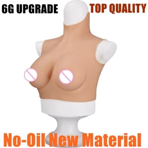 6G Upgrade New High Collar Neck Fake Artificial Boob Realistic Silicone Breast Forms Crossdresser Shemale Transgender Drag Queen