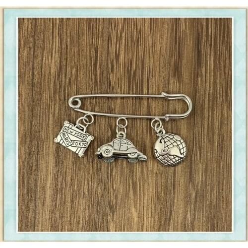 2020 new 1 travel brooch, travel around the world, travel lover gift, anniversary gift, cowboy collar badge brooch