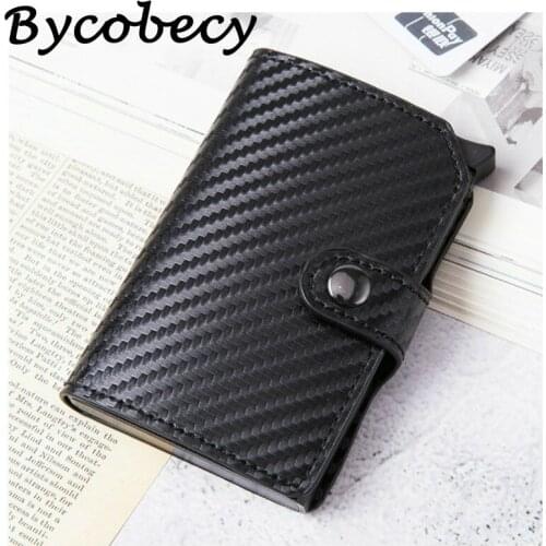 BycobecyCarbon Fiber Card Holder Wallets Men Brand Rfid Black Magic Trifold Leather Slim Mini Wallet Small Money Bag Male Purses