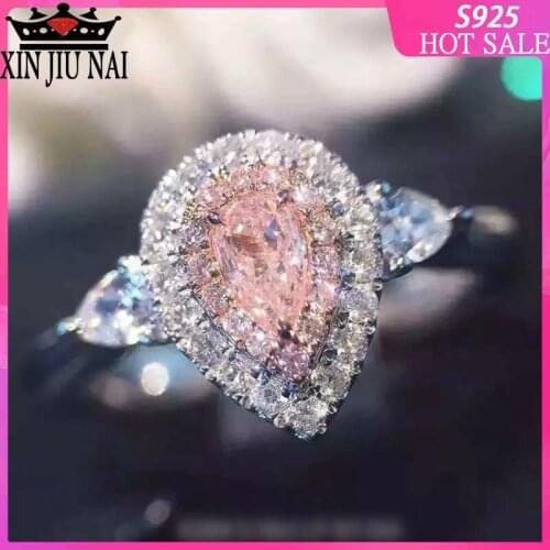 925 sterling silver New ladies high quality crystal ring with the highest quality cubic pink and white zirconia jewelry gifts