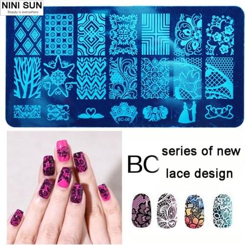 Nail art Stamping Plate Lace Steel Nail Seal Manicure Polaco Printer Tool stamping transparent Nail Stamp Patterns Stainless