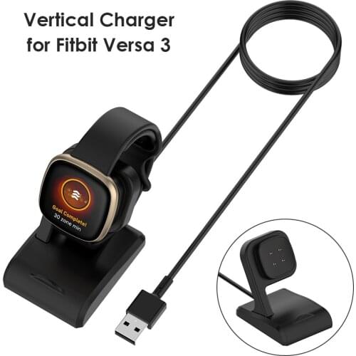 Portable USB Charger for Fitbit Versa 3/Fitbit Sense Charging Cable Dock Station Power Adapter Smart Watch Accessory