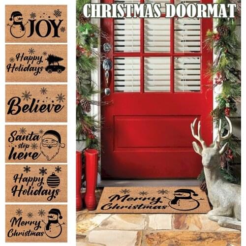 Christmas Coir Welcome Mats For Front Door Rug Bath Mat Carpet Creative Restroom Entrance Doormat Funny Door Mats Art Pad
