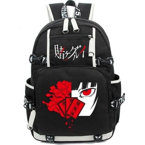 Kakegurui Jabami Yumeko Cosplay Mens Backpack Vintage Women Canvas Backbag Large Capacity Travel Bags Laptop Mochila Feminina