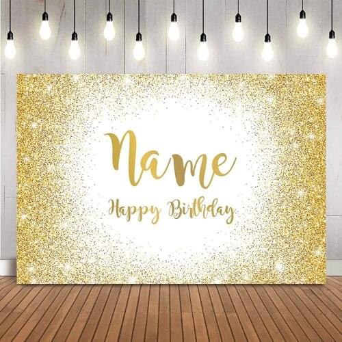 Gold Glitter Birthday Backdrop Happy Birthday Customize Adult Party Decorations Golden Spots Birthday Kids Portrait Backdrop