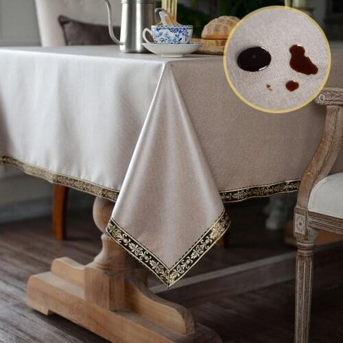 Tablecloth Rectangular Waterproof Green Fabric Garden Stain Resistant Dinning Coffee Tea Table Cover Party Embroidery European