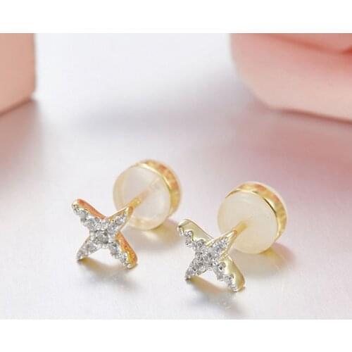 SLJELY Brand Design 925 Sterling Silver Mini Star Stud Earrings AAA Zircon CZ Space Women Wedding Jewelry Fine High Quality