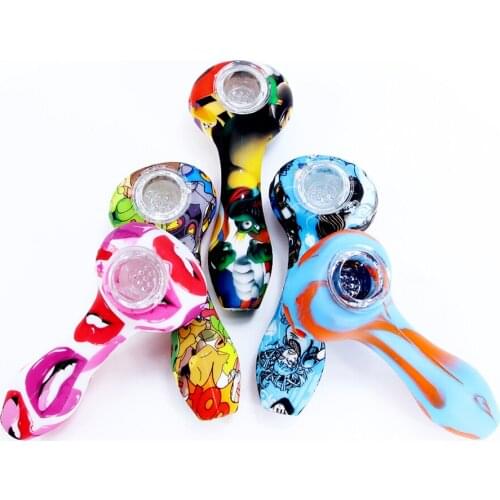 Tobacco Pipe Hand Cigarette Smoking Pipes Food Grade Silicone Filter Bowl Lips Dry Herb Mini Bong Gift Set Smoke Accessories
