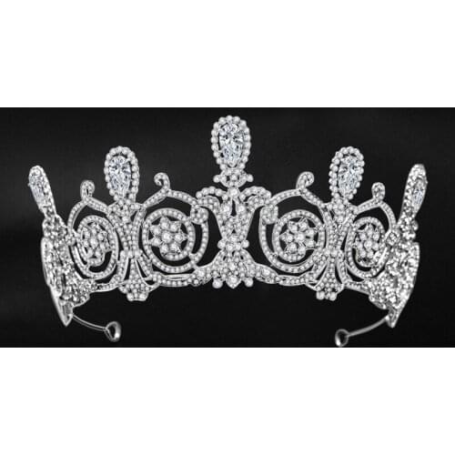 High Fashion Retro Baroque Shining Waterdrop Crystal Tiaras Crowns Bride Noiva Wedding Party Hair Ornaments Jewelry Headpieces