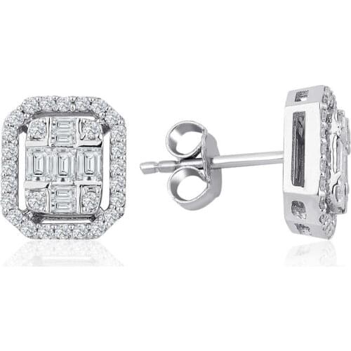 Symbol Gold 0.73 Carat Diamond Baguette Earring Piece Jewelry Rope Chain Charm Earring Jacket Bead Figure For Women