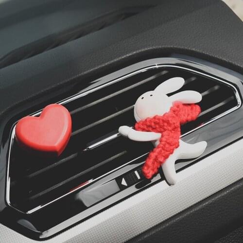 Car Vent Clip Air Freshener Cute Rabbit Cartoons Car Interior Accessories for Women Girl Car Vent Decor Without Essential Oil